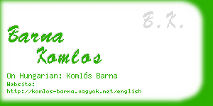 barna komlos business card